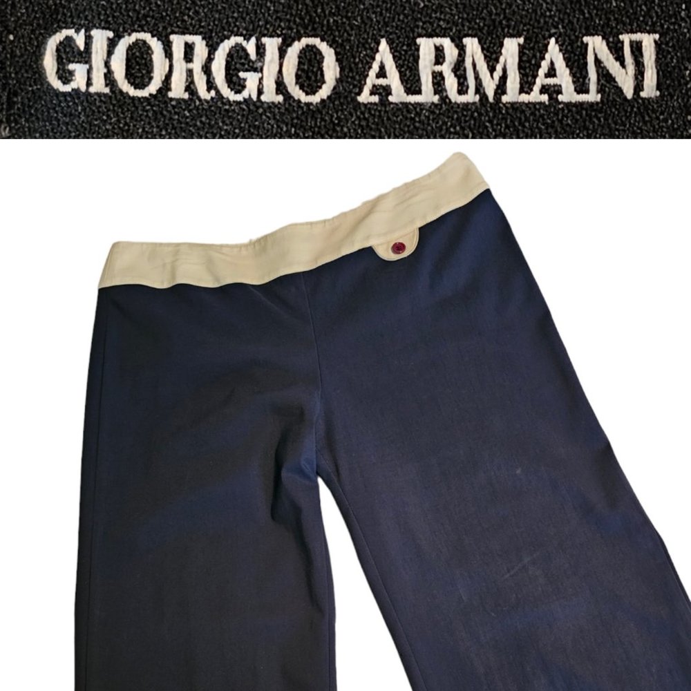 Giorgio Armani Trousers Pants Navy Blue Cotton Nylon Rubber 46 Luxurios …